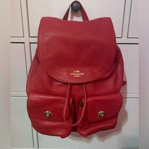 Coach Backpack in Red Leather
